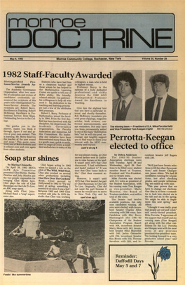 1982 Staff-Faculty Awarded Perrotta-Keegan Elected to Office