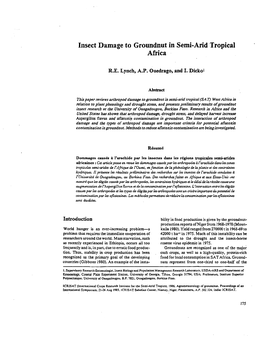 Insect Damage to Groundnut in Semi-Arid Tropical Africa