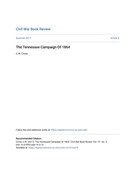 The Tennessee Campaign of 1864