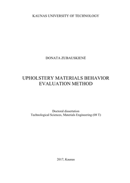 Upholstery Materials Behavior Evaluation Method