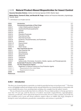 3.09 Natural Product-Based Biopesticides for Insect Control Azucena Gonzalez-Coloma, Instituto De Ciencias Agrarias-CCMA, Madrid, Spain Matı´As Reina, Carmen E