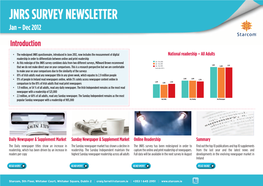 JNRS SURVEY NEWSLETTER Jan – Dec 2012 Introduction