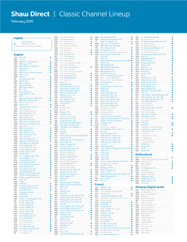 Classic Channel Lineup February 2019