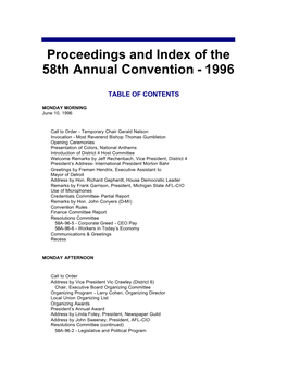 Proceedings and Index of the 58Th Annual Convention - 1996