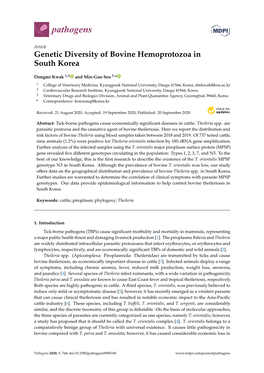 Genetic Diversity of Bovine Hemoprotozoa in South Korea