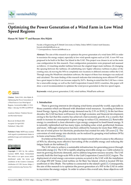 Optimizing the Power Generation of a Wind Farm in Low Wind Speed Regions