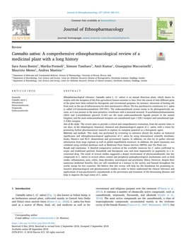 Cannabis Sativa: a Comprehensive Ethnopharmacological Review of a Medicinal Plant with a Long History T