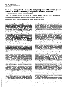 Sequence Analysis of a Mannitol Dehydrogenase Cdna from Plants Reveals a Function for the Pathogenesis-Related Protein ELI3