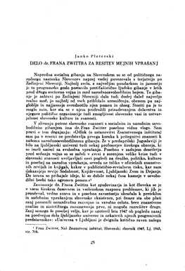 Jankopletereki DELO Dr. FRANA ZWITTRA ZA REŠITEV MEJNIH VPRAŠANJ