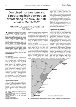 Combined Marine Storm and Saros Spring High Tide Erosion Events Along the Kwazulu-Natal Coast in March 2007