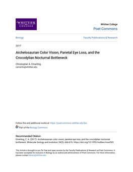 Archelosaurian Color Vision, Parietal Eye Loss, and the Crocodylian Nocturnal Bottleneck