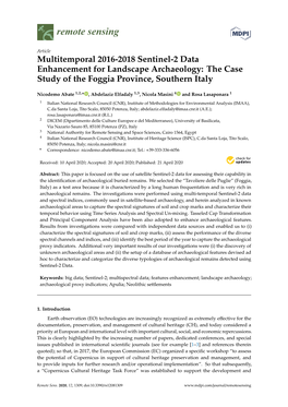 Multitemporal 2016-2018 Sentinel-2 Data Enhancement for Landscape Archaeology: the Case Study of the Foggia Province, Southern Italy