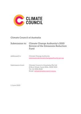 Climate Change Authority's 2020 Review of the Emissions Reduction