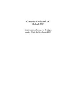 Clausewitz-Gesellschaft E.V. Jahrbuch 2009