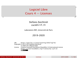 Logiciel Libre Cours 4 — Licenses