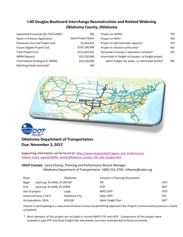 I-40 Douglas Boulevard Interchange Reconstruction and Related Widening Oklahoma County, Oklahoma