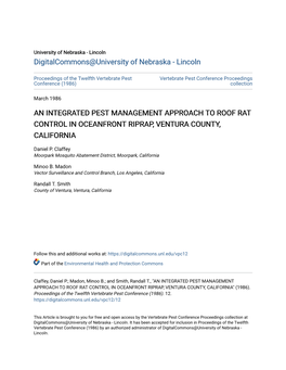 An Integrated Pest Management Approach to Roof Rat Control in Oceanfront Riprap, Ventura County, California