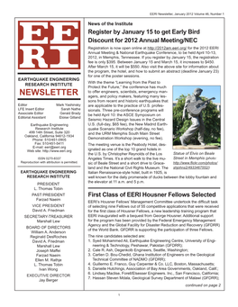 Newsletter, January 2012 Volume 46, Number 1