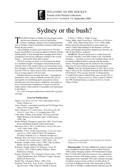 Sydney Or the Bush?