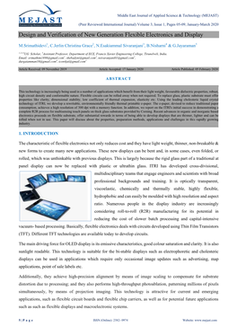 Design and Verification of New Generation Flexible Electronics and Display