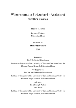 Winter Storms in Switzerland - Analysis of Weather Classes