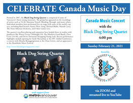 Canada Music Concert Black Dog String Quartet Black Dog String