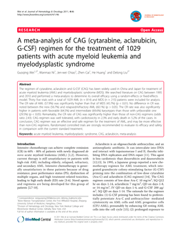 A Meta-Analysis of CAG (Cytarabine, Aclarubicin, G-CSF)