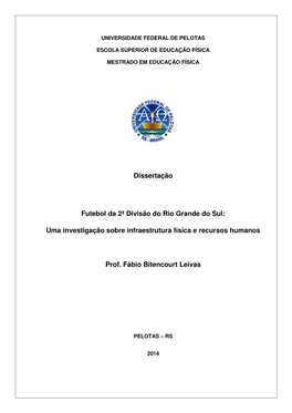 Dissertação Futebol Da 2ª Divisão Do Rio Grande Do