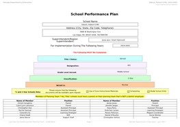 School Performance Plan