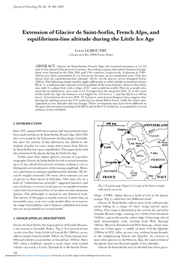 Extension of Glacier De Saint-Sorlin, French Alps, and Equilibrium-Line Altitude During the Little Ice Age