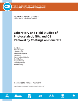 Laboratory and Field Studies of Photocatalytic Nox and O3 Removal by Coatings on Concrete