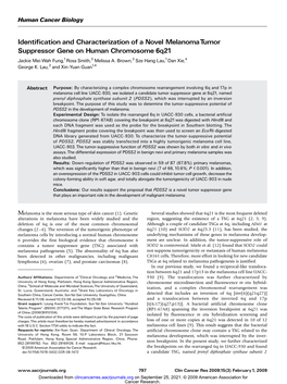 Identification and Characterization of a Novel Melanomatumor