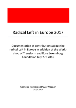 Radical Left in Europe 2017