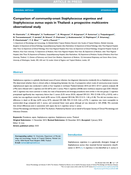 Comparison of Community-Onset Staphylococcus Argenteus and Staphylococcus Aureus Sepsis in Thailand: a Prospective Multicentre Observational Study