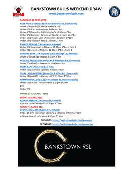 Bankstown Bulls Weekend Draw