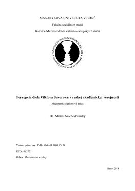 Percepcia Diela Viktora Suvorova V Ruskej Akademickej Verejnosti