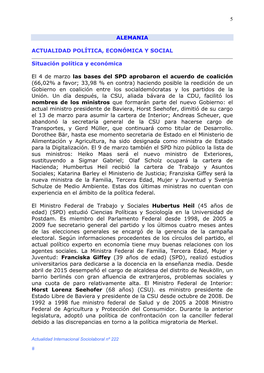 5 # ALEMANIA ACTUALIDAD POLÍTICA, ECONÓMICA Y SOCIAL Situación Política Y Económica El 4 De Marzo Las Bases Del SPD Aprobar