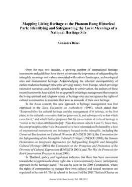 Mapping Living Heritage at the Phanom Rung Historical Park: Identifying and Safeguarding the Local Meanings of a National Heritage Site