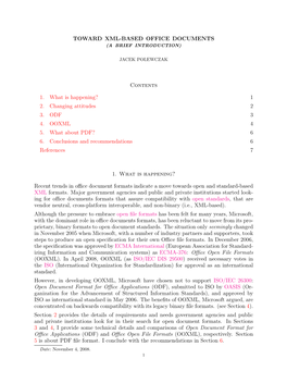TOWARD XML-BASED OFFICE DOCUMENTS Contents 1. What Is