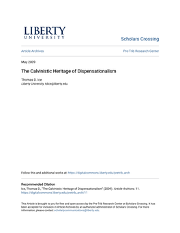 The Calvinistic Heritage of Dispensationalism