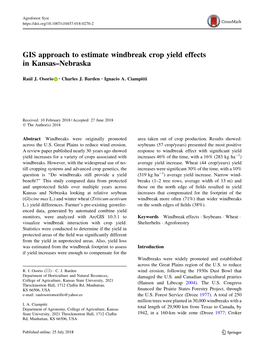 GIS Approach to Estimate Windbreak Crop Yield Effects in Kansas–Nebraska