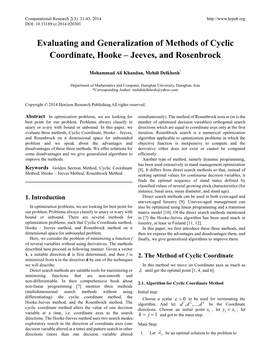 Evaluating and Generalization of Methods of Cyclic Coordinate, Hooke – Jeeves, and Rosenbrock
