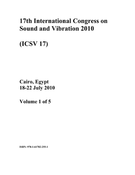 17Th International Congress on Sound and Vibration 2010 (ICSV