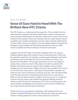 Sense UI Goes Hand in Hand with the Brilliant New HTC Chacha