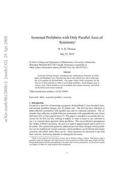 Isonemal Prefabrics with Only Parallel Axes of Symmetry