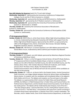 Wednesday, September 5 - Sponsored by the Connecticut Conference of Independent Colleges, Fox 61 and the CT Mirror (Lamont Vs