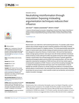 Neutralizing Misinformation Through Inoculation: Exposing Misleading Argumentation Techniques Reduces Their Influence