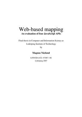 Web-Based Mapping an Evaluation of Four Javascript Apis