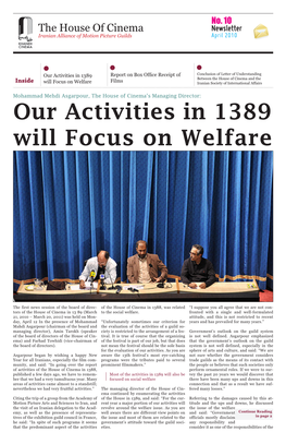 Our Activities in 1389 Will Focus on Welfare