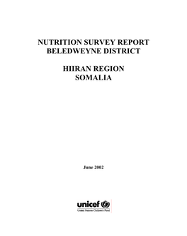 Nutrition Survey Report Beledweyne District Hiiran Region Somalia
